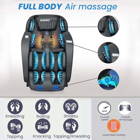 MC 7012 Full Body Massage Chair Zero Gravity - Black